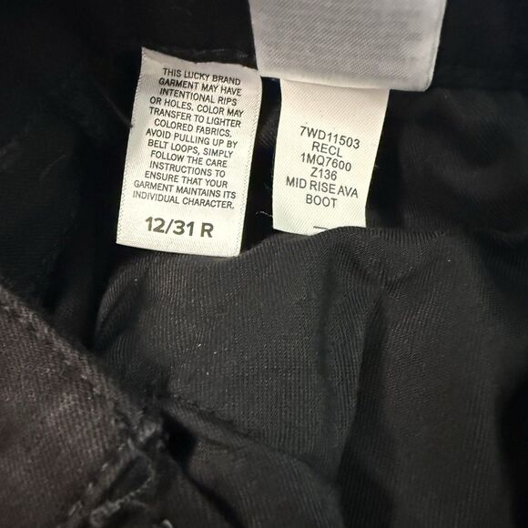 Lucky Brand Ava Black Mid Rise Boot Cut Jeans Size 12/31 Goth Western Boho Rodeo - Picture 9 of 11